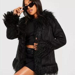 NWT FAUX FUR SUEDE COAT Penny Lane